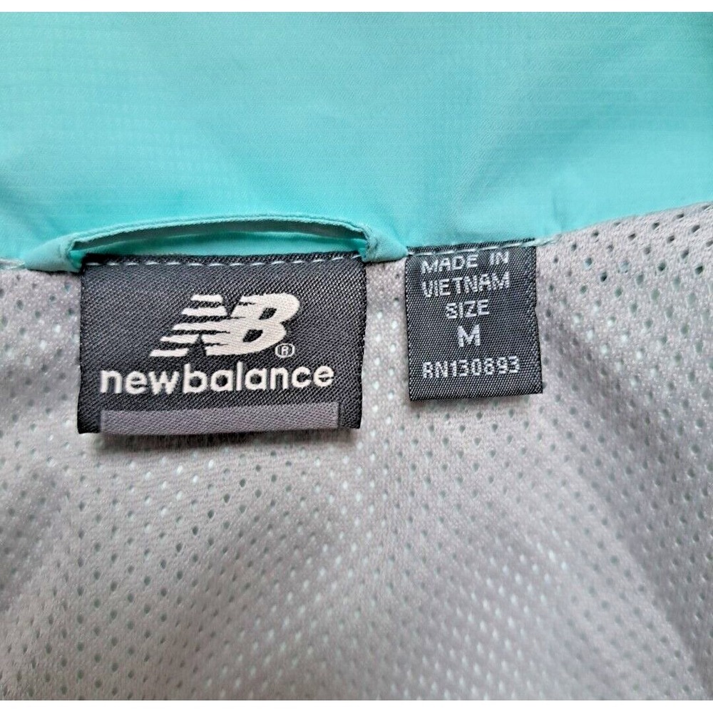 New Balance Women's Medium Full Zip Windbreaker Run Jacket Turquoise Blue & Gray - Picture 3 of 10